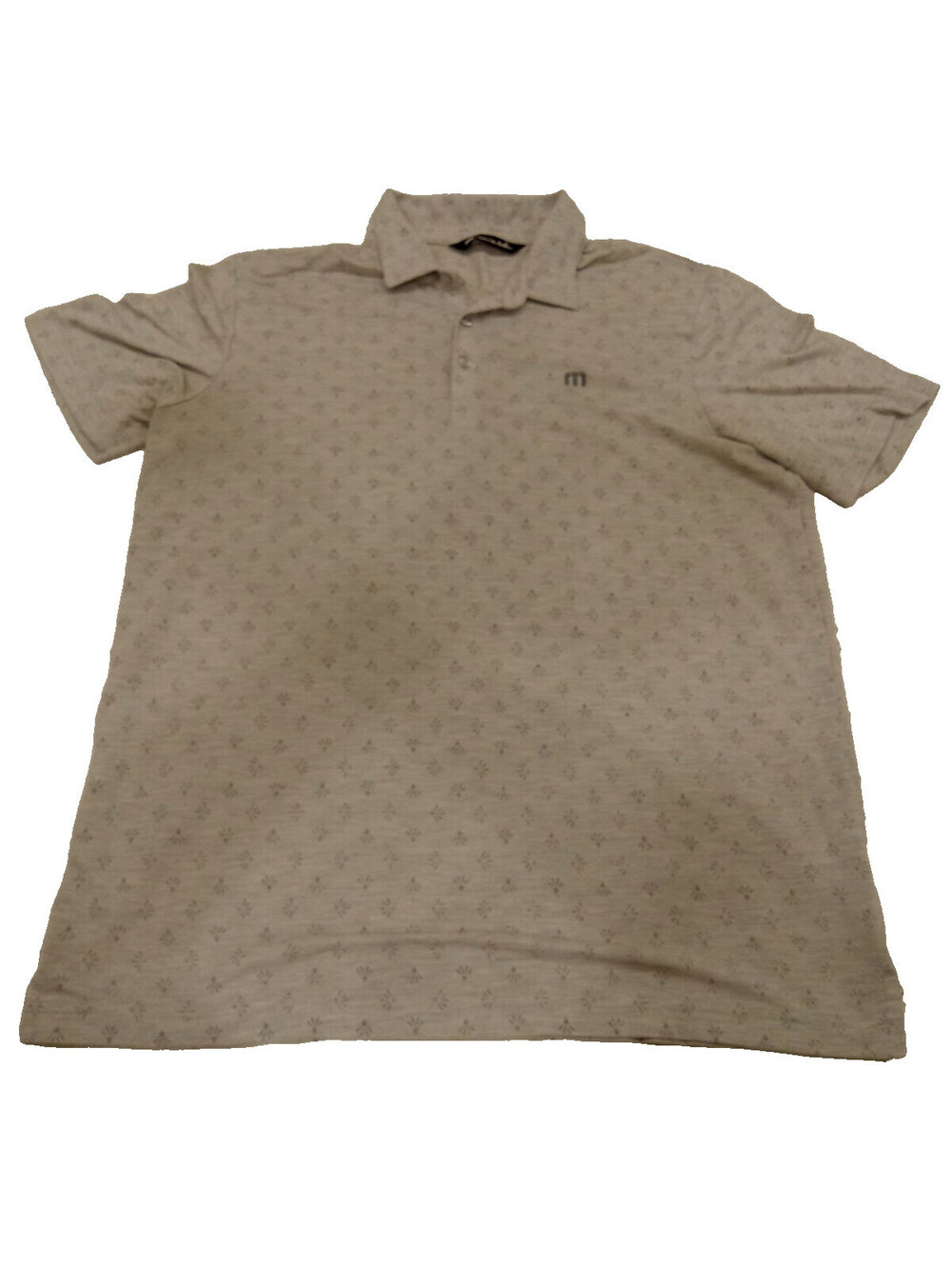 Travis Mathew Canyon Hike Polo Shirt Mens Large Gray Plant Design Golf